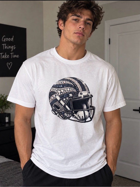 Other - White Graphic Football Helmet T‑Shirt